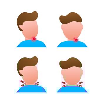 Sore Throat. Symptoms Icon. Bacterial and viral infection, Laryngitis. Vector stock illustration.