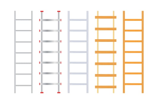 Wooden Stairs. Step ladder. Household tools. Vector stock illustration.