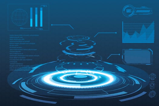 digital interface HUD elements set pack. User Interface, frame screens. Callouts titles, FUI circle set, Loading bars. Dashboard reality technology screen. Vector