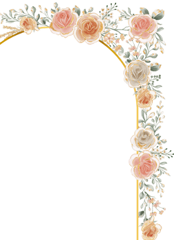 Roses Frame with a Golden Sparkle watercolor illustration png