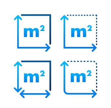 m2 area unit icon. Square Meter. Vector stock illustration.