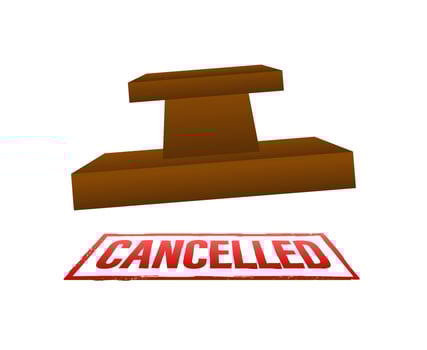 Cancelled red Stamp. Cancelled grunge sign, label. Vector stock illustration