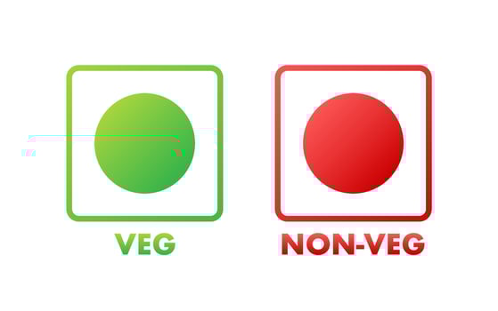Veg and non-veg minimal sign, label. Veg food icon. Vector stock illustration.
