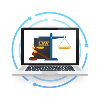 Legal advice. Justice, consultation. Client questions. Online lawyer assistance. Vector stock illustration.