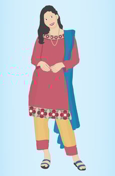Pakistani girl in traditional clothes shalwar kameez vector