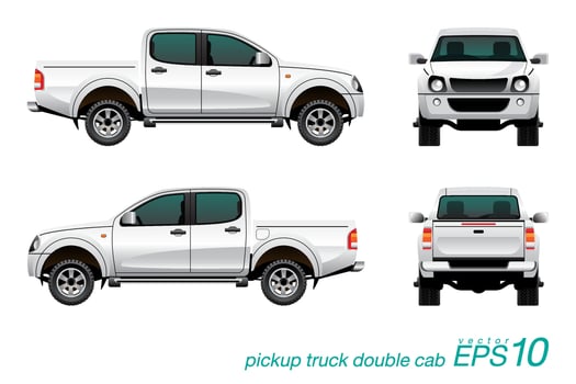 White Pickup Truck Template vector