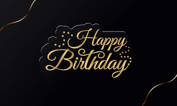 Black and golden happy birthday invitation greeting card design vector