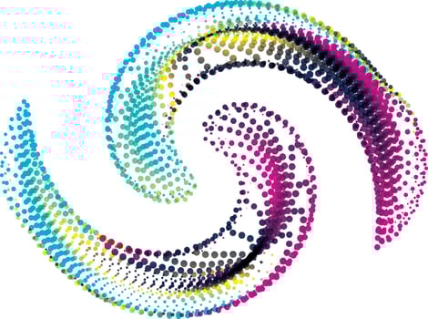 colorful swirl vector, green and pink color abstract halftone dot pattern vector illustration flower