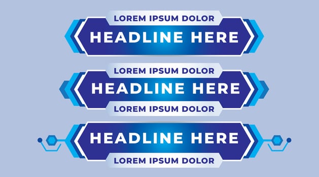 Lower third news sport game play shape badge abstract blue broadcasting television geometric modern banner design vector