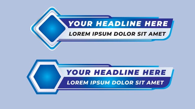 Lower third news sport play shape badge abstract blue broadcasting television geometric modern banner design vector