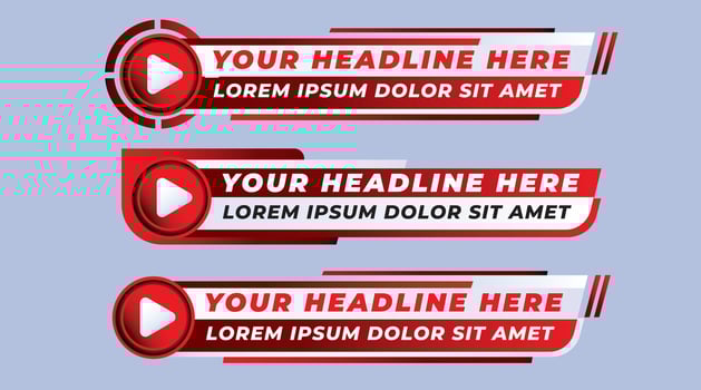 Lower third news sport play shape badge abstract red geometric modern banner design vector