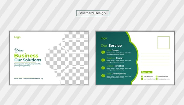 Green geometric postcard or Event Card Design Free Vector