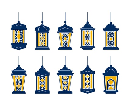 Lantern Islamic Decoration Element Vector Set . Festival Decoration Element .