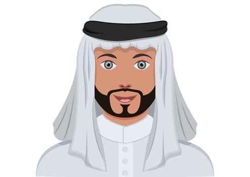 Muslim male character vector illustration isolated on white background