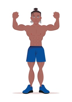 Bodybuilder muscled man vector illustration. Young fitness man isolated on white background