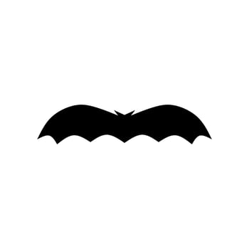 Bat logo design concept vector illustration. Bat silhouette. Printable template. Bat icon isolated on white. Spooky black horror bat graphic.