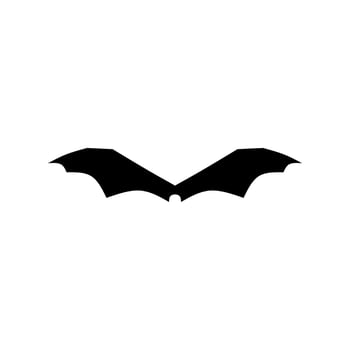 Bat logo design concept vector illustration. Bat silhouette. Printable template. Bat icon isolated on white. Spooky black horror bat graphic.