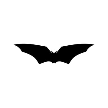 Bat logo design concept vector illustration. Bat silhouette. Printable template. Bat icon isolated on white. Spooky black horror bat graphic.