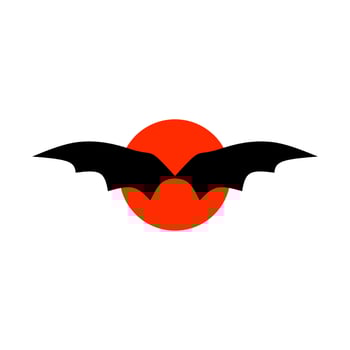 Bat logo design concept vector illustration. Bat silhouette. Printable template. Bat icon isolated on white. Spooky black horror bat graphic.