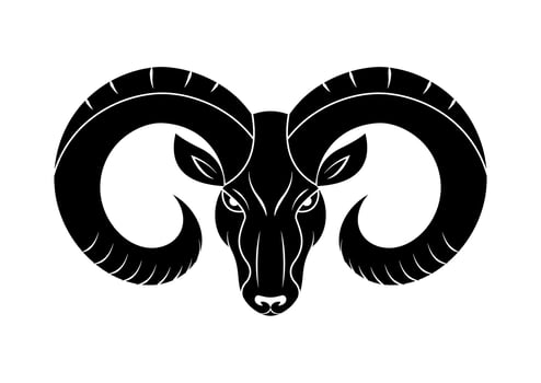 Black Ram Head Silhouette Vector Flat Design
