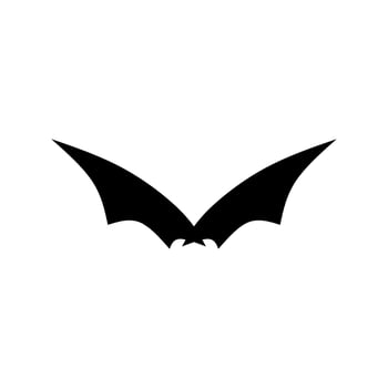 Bat logo design concept vector illustration. Bat silhouette. Printable template. Bat icon isolated on white. Spooky black horror bat graphic.