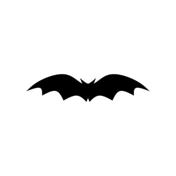 Bat logo design concept vector illustration. Bat silhouette. Printable template. Bat icon isolated on white. Spooky black horror bat graphic.