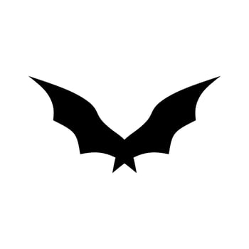 Bat logo design concept vector illustration. Bat silhouette. Printable template. Bat icon isolated on white. Spooky black horror bat graphic.