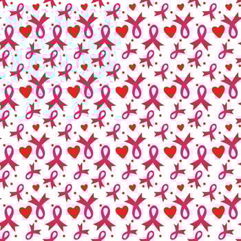 October is the World Breast Cancer Seamless Pattern background template with ribbon. vector