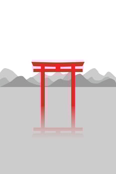 Japanese traditional gate minimalist illustration vector