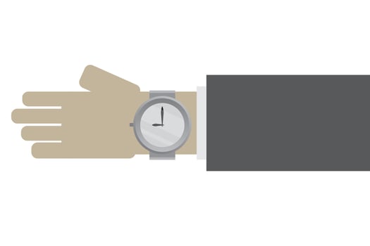 watch on hand flat design vector