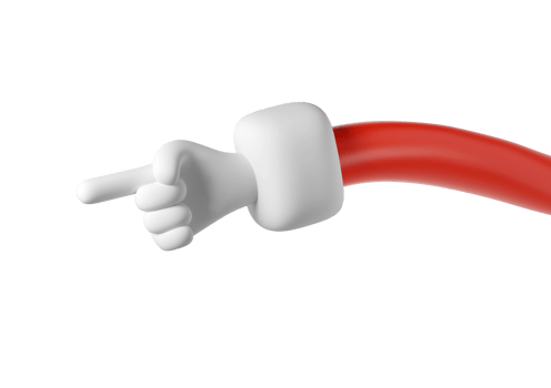 Cute cartoon 3D hand of Santa Claus Christmas icon show push one finger forefinger counting illustration transparent background png