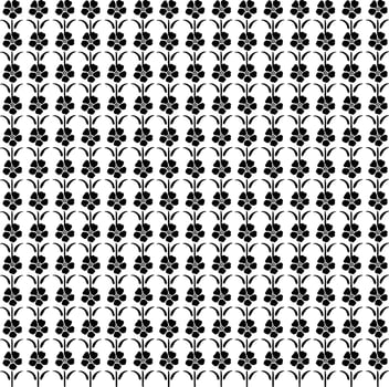 Abstract seamless pattern with silhouettes flowers in black and white. Floral repeating monochrome background. Endless print texture. Fabric design. Wallpaper - vector