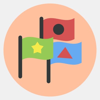 Icon party flags. Indonesian general election elements. Icons in color mate style. Good for prints, posters, infographics, etc. vector