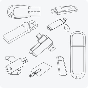 Computer Pen Drive illustration line art vector eps