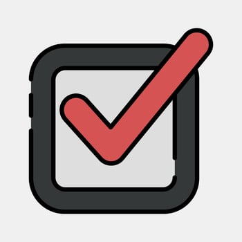 Icon check mark. Indonesian general election elements. Icons in filled line style. Good for prints, posters, infographics, etc. vector