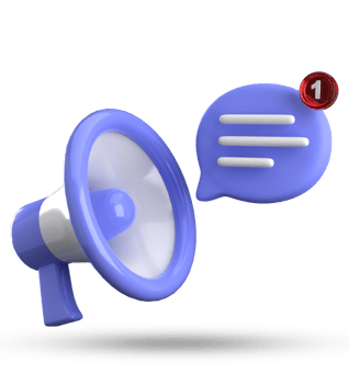 3d rendering of megaphone and speech bubble with notification icons, 3D pastel chat icon set. png