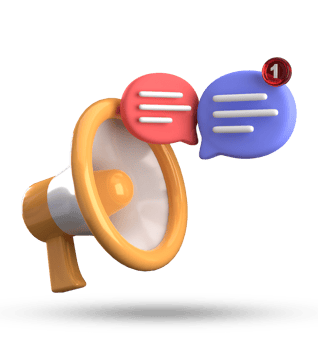 3d rendering of megaphone and speech bubble with notification icons, 3D pastel chat icon set. png