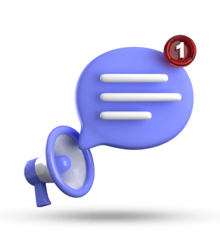 3d rendering of megaphone and speech bubble with notification icons, 3D pastel chat icon set. png