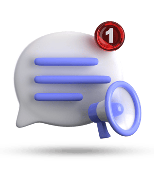 3d rendering of megaphone and speech bubble with notification icons, 3D pastel chat icon set. png