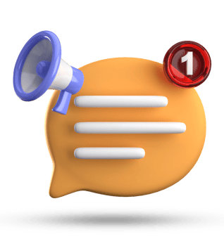 3d rendering of megaphone and speech bubble with notification icons, 3D pastel chat icon set. png