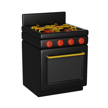 Black Friday, black kitchen stove. Home electronics store. 3D render icon png