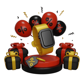 Black friday, Super Sale Smart Watch on a podium. 3D render concept png