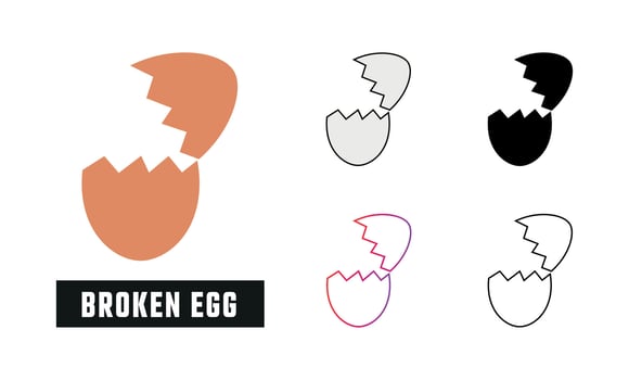 Broken egg Icon Set Vector Illustration