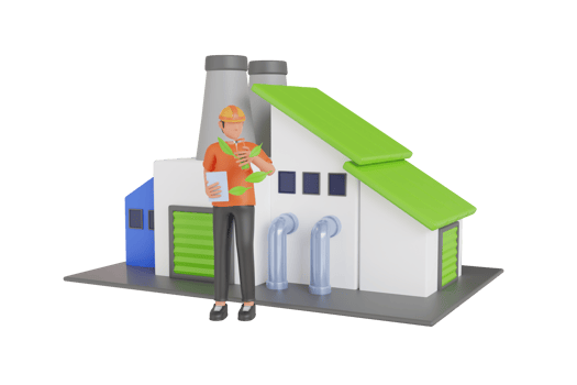 3d illustration of modern green eco factory building. Eco Industrial Development Concept. 3d illustration png