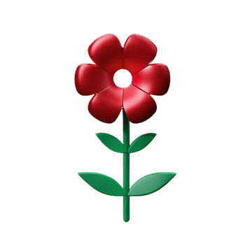 red flower 3d rendering icon illustration png