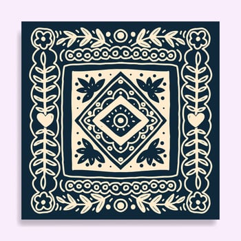 bandana hand drawn botanical motif vector