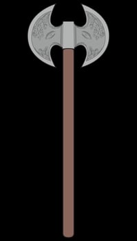 Fullcolor Medieval Axe Vector Weapon. Vector Hand Drawn Illustration Isolated On Black Background.