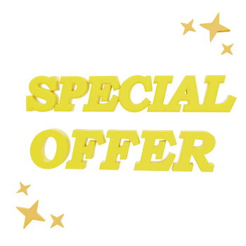 3D Rendering Special Offer with stars Icon Object png
