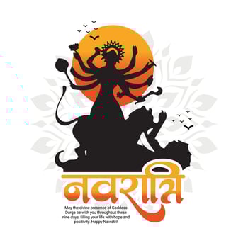 Durga puja and happy Navratri Indian goddess worship festival Social Media Post Banner Template, In Hindi Navratri Means Navratri. vector