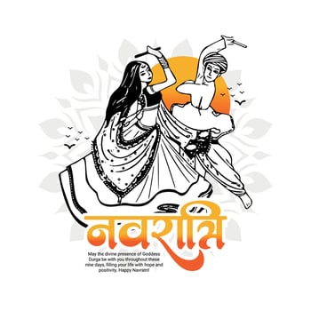 Durga puja and happy Navratri Indian goddess worship festival Social Media Post Banner Template, In Hindi Navratri Means Navratri. vector